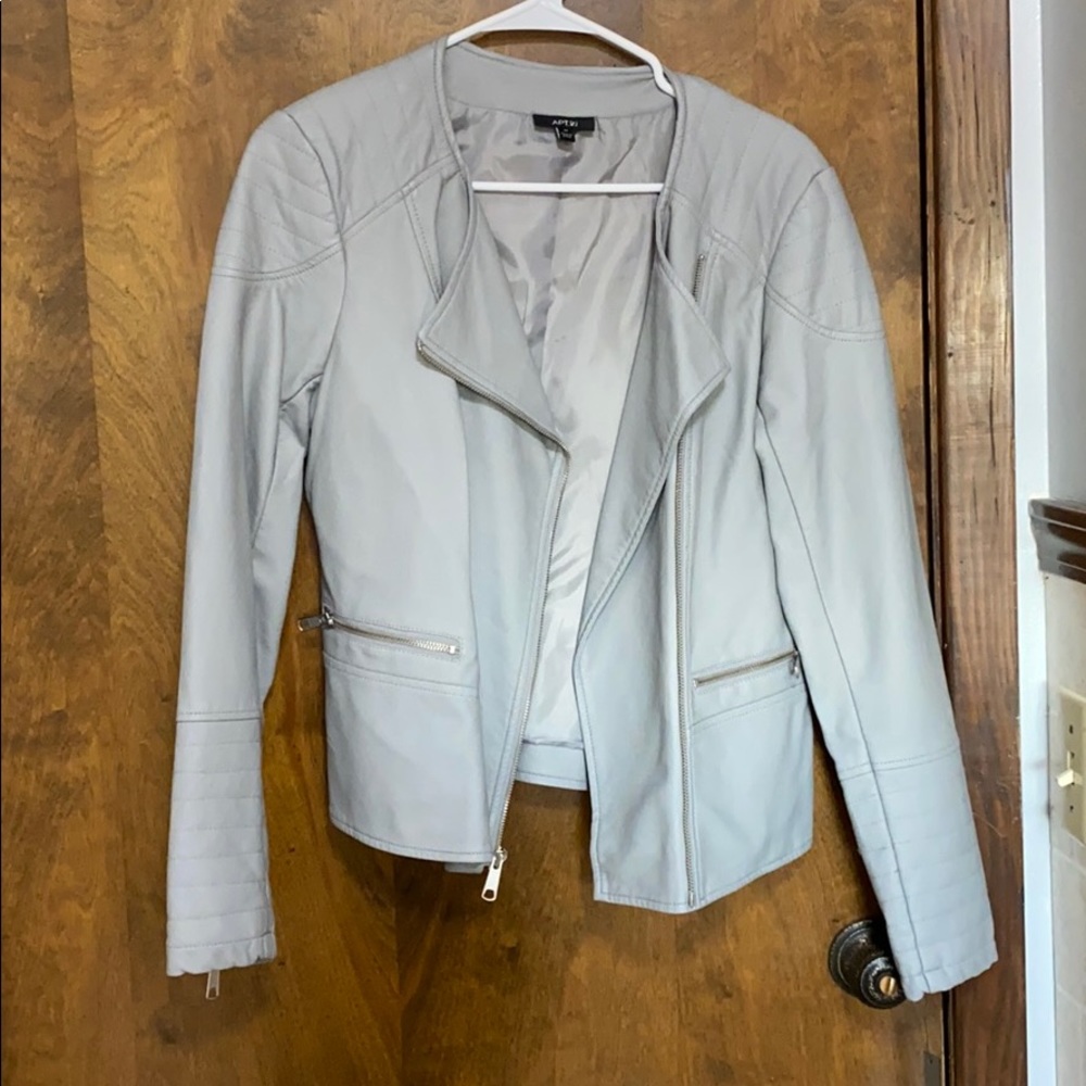 Light gray faux leather jacket